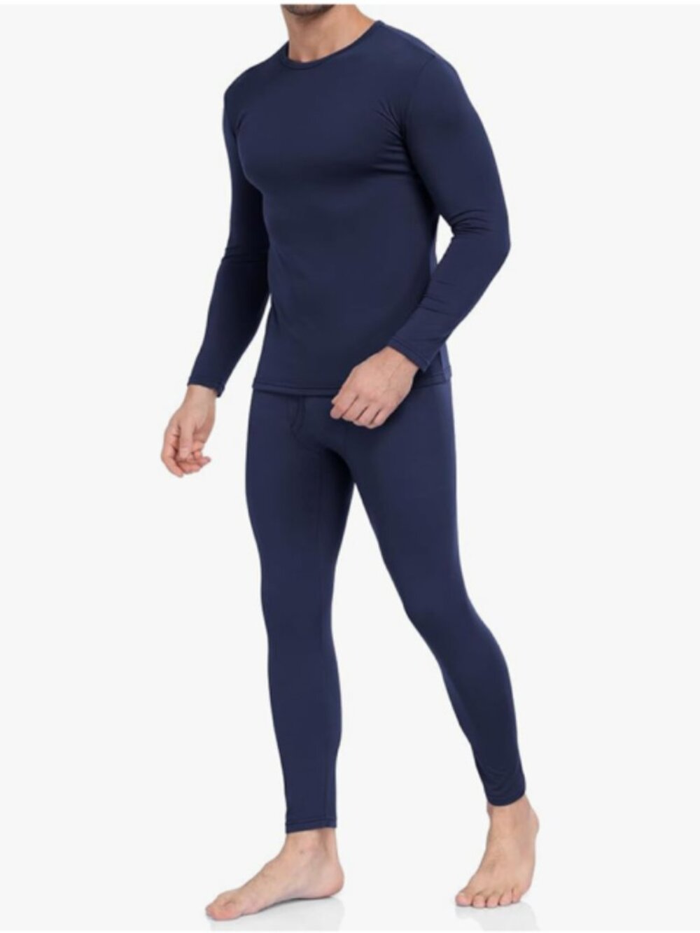 Mens Navy Fleece Lined Thermal Underwear/Long Johns, M